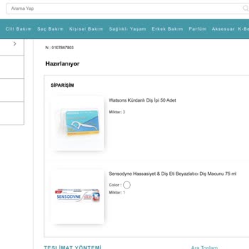 Watsons Ürünleri Teslim Etmeyip Parasını Da Vermiyor.