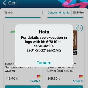 Watsons Sürekli Hata Veriyor