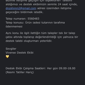 Vivense Müşteri Temsilcisi Sorunu