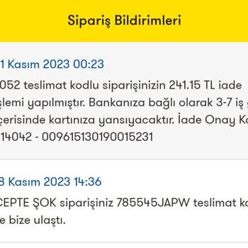 Şok Marketler Şok Marketin Siparişleri Getirmemesi