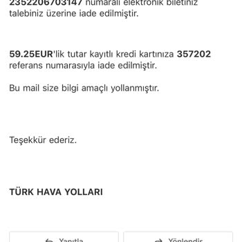 THY Geri İade Parası