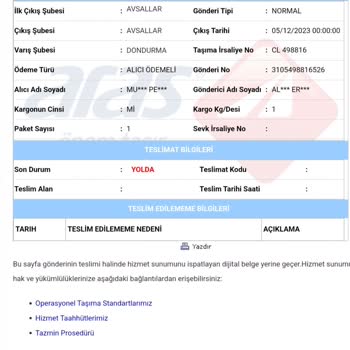 Aras Kargo Bana Ait Olmayan Kargolar İle İlgili Mesaj Gönderiyor