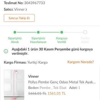 Vinner Trendyol'dan Ürünüm Gelmiyor
