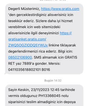 Gratis'ten Sipariş Pişmanlıktır