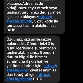 Ankara İli Beypazarı İlçesi Aras Kargo Kargoyu Adrese Teslim Etmiyor