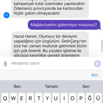 Getir Verilen Siparişin Karşılanmaması Müşteri Memnuniyetsizliği