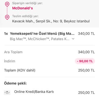 Yemeksepeti McDonald's 3 Saatimi Benden Aldılar