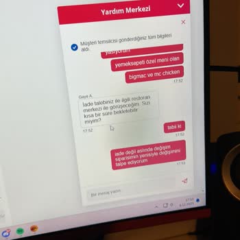 Yemeksepeti McDonald's 3 Saatimi Benden Aldılar