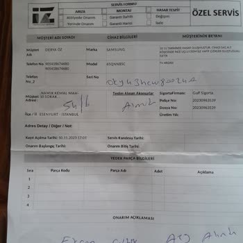 Gulf Sigorta Ve Samsung İz Teknoloji Avcılar TV Onarım Problemleri