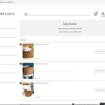 Madame Coco-Teslim Edilmeyen/İptal Edilmeyen Sipariş