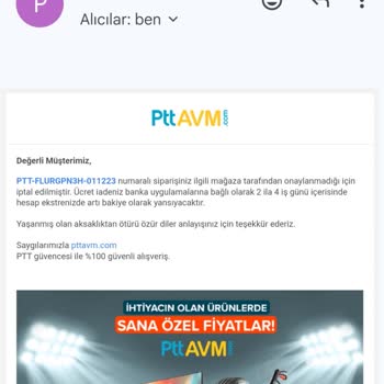 Sipariş İptal Eden Epttavm Ve Mağaza