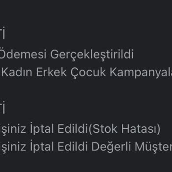 Penti Stok Hatası Sebebiyle Siparişimi İptal Etti