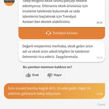 Trendyol Eksik Ürün - Mağduriyet Giderilmiyor