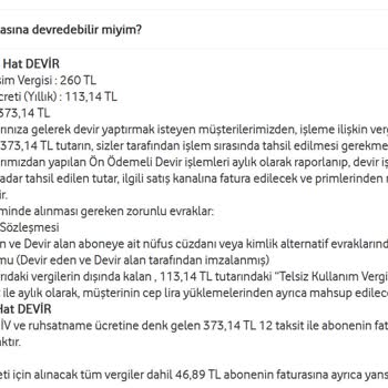 Vodafone Hat Devir Ücreti Hakkında