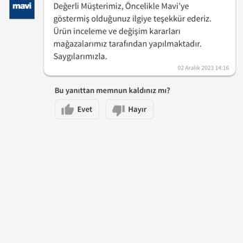 Mavi Satarken Beden Değişikliği Yapabilirsiniz Dediler Fark İstediler