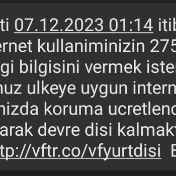 Vodafone Yurt Dışı Korumalı Ücretlendirmesi İptali
