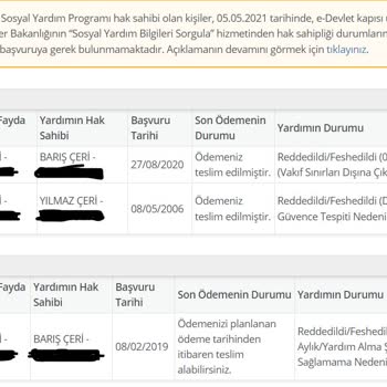 Aile ve Sosyal Hizmetler Bakanlığı Sosyal Yardım Bilgileri Sorgulama Şikayet Ettim