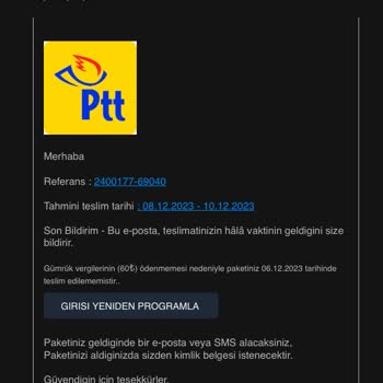 PTT Kargo PTT Alışveriş Yapmamama Rağmen Gümrük Vergisi İstiyor