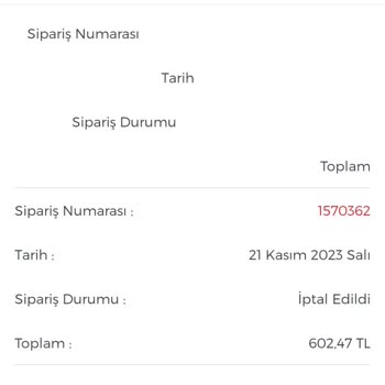 COLIN’S Ürün Teslim Edilmedi. Kendiliğinden İptal Edilmiş.