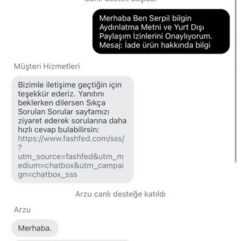 Fashfed Para İademin Yapılmaması