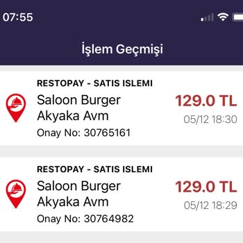 Saloon Burger Yemek Kartı Mükerrer Ödeme Alınması