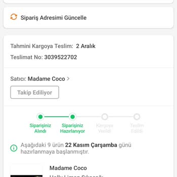 Madame Coco Siparişimi Zamanında Göndermiyor