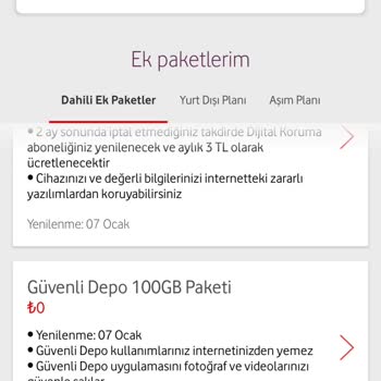Vodafone Paket Ücretlendirmesi İtiraz