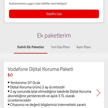 Vodafone Paket Ücretlendirmesi İtiraz