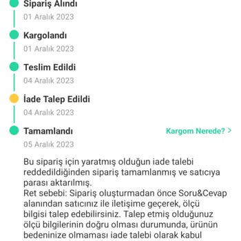 Trendyol Dolap Uygulaması İade Talep Etmiyor