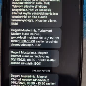 Türk Telekom Defalarca Magnet Kurulum Randevusu Verilip Gelinmemesi