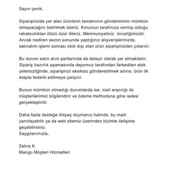 Mango İndirimli Ürünü 12 Gün Bekletip Göndermeyip İptal Ediyor