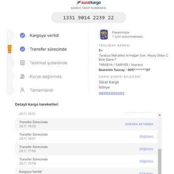 Sürat Kargo Ürünümü Kaybetti Ve İlgilenmiyor