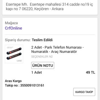 Aras Kargo Ürün Teslimatı Sıkıntısı