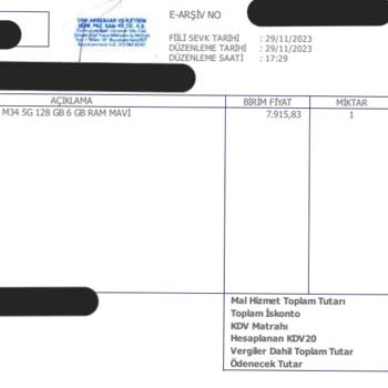 Samsung Telefon Fatura Düzenleme Talebi