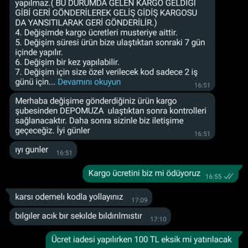 Milena Stil Alınan Ürünün Kalitesiz Olmasına Rağmen İade Kabul Etmemeleri.