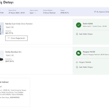 Boyner Teslim Edilemeyen Ürün