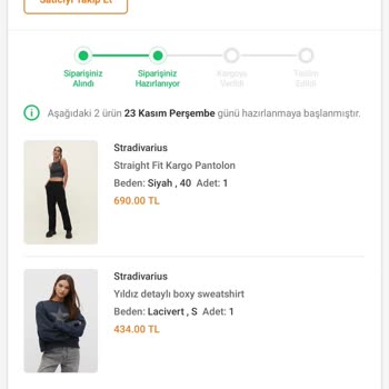 Stradivarius 23 Kasım'da Verdiğim Siparişim Halen Kargoya Verilmedi