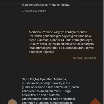 Koçtaş Neredeyse 1 Ay Süren Teslimatın Yapılmaması