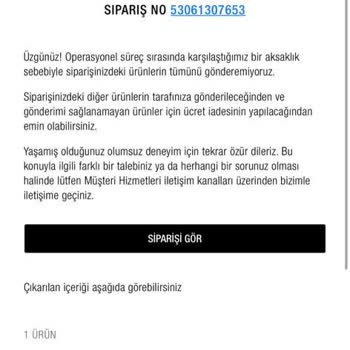 Zara Ve Stok Yok Denilerek Gönderilmeyen Ürün