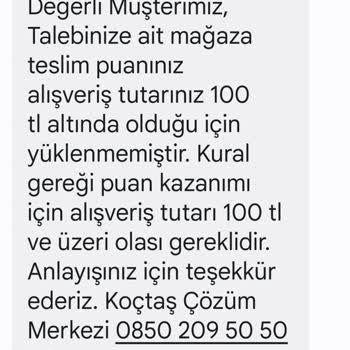 Koçtaş, Mağaza Teslim Ürün Alımına 75 TL Puan Yanıltması