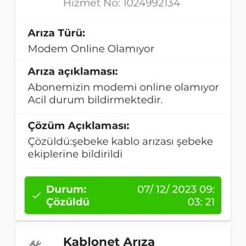 Kablo Net Giderilemeyen İnternet Arızası