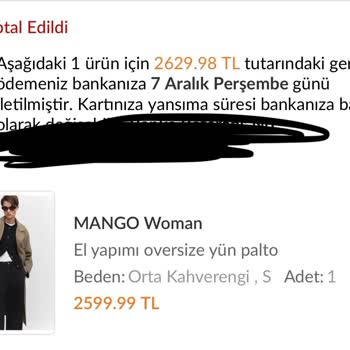 Mango Elinde Olan Ürünü İndirimden Aldığım İçin İptal Etti