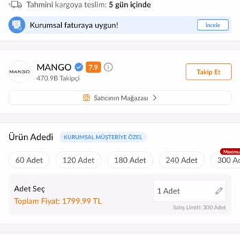Mango - Trendyol Gönderilmeyip İptal Edilen Ürün