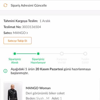 Mango - Trendyol Gönderilmeyip İptal Edilen Ürün
