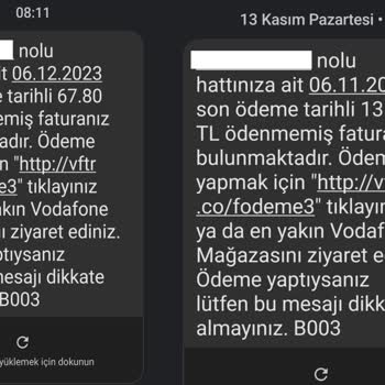 Vodafone Haksız Ücret Talebi