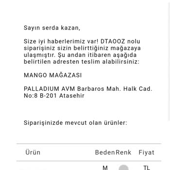 Mango Siparişim Ettiğim Ürün Yok