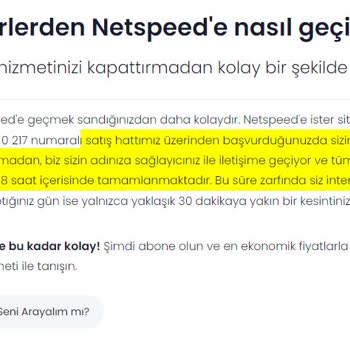 Netspeed İnternet Aktivasyonu Yapmıyor