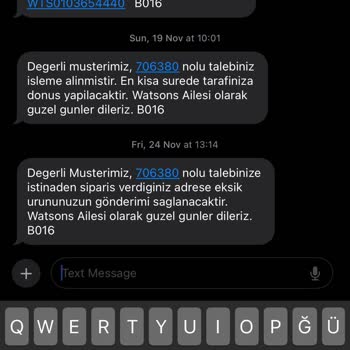 Watsons Siparişimi Eksik Teslim Etti!