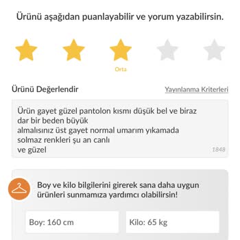 Trendyol Ürün Değerlendirme Kısmında Fotoğraf Ekleme Kısıtı Ve Puan