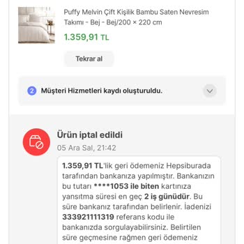 Yataş Satıcısının Ürün İptali